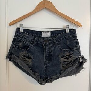 One Teaspoon for Free People Distressed Jean Shorts
